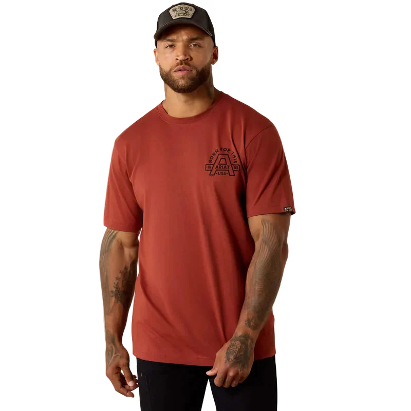 Ariat Men's Rebar Cotton Strong Hardhead Tee Shirt- Brandy Snifter