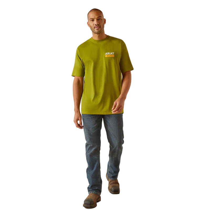 Ariat Men's Rebar Cotton Strong Roughneck T-Shirt - Going Green - Image 3