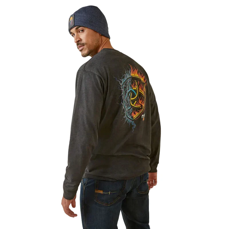 Ariat Men's Rebar Cotton Strong Shock Fire - Charcoal Heather - Image 2