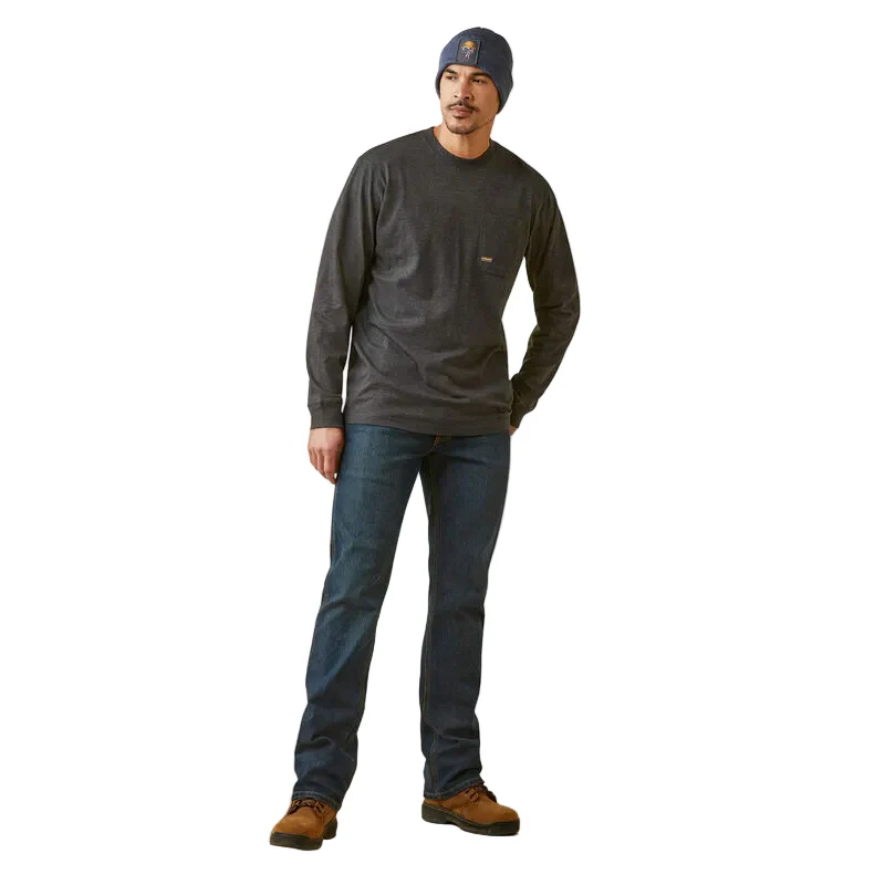 Ariat Men's Rebar Cotton Strong Shock Fire - Charcoal Heather - Image 5