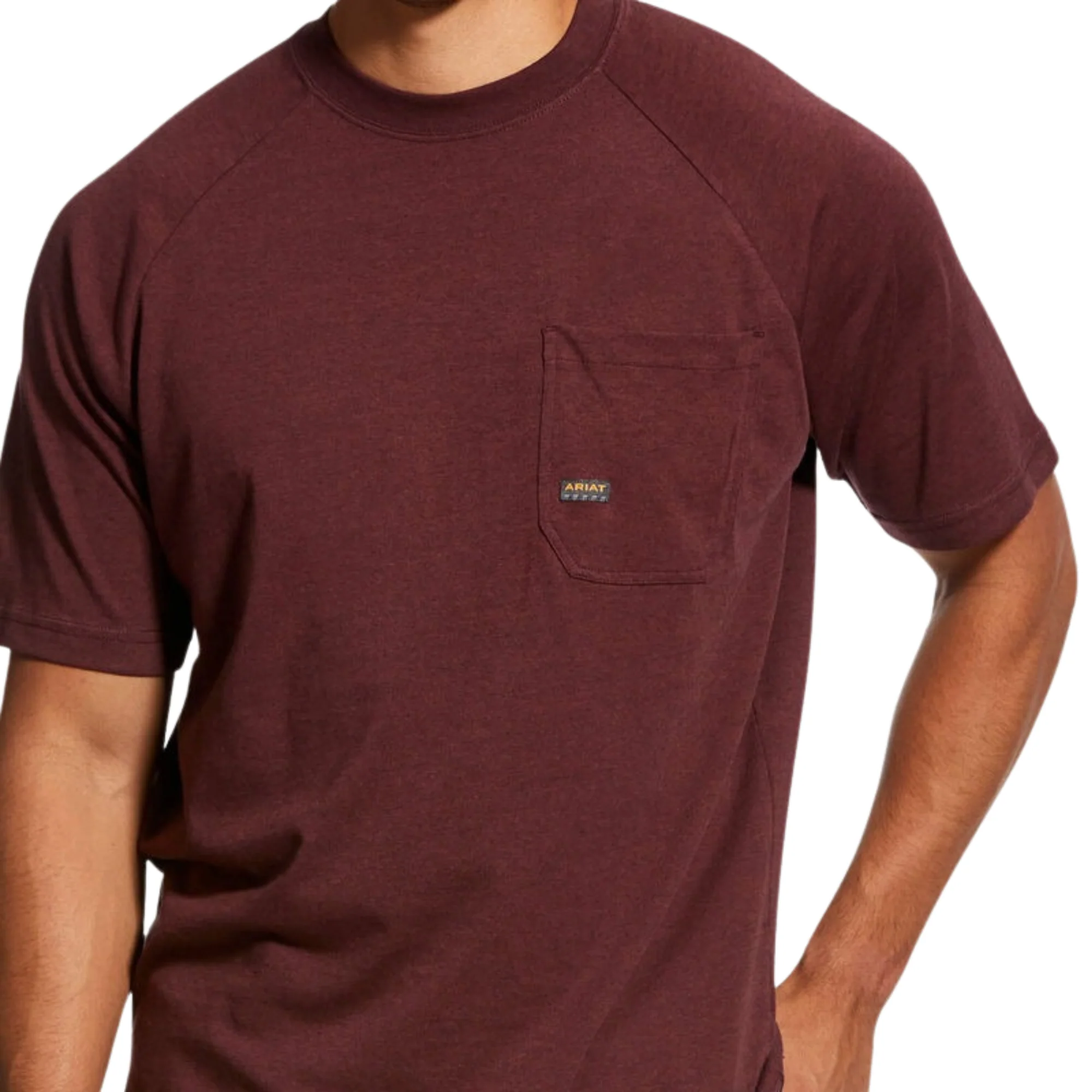 Ariat Men's Rebar Cotton Strong Short Sleeve T-Shirt - Burgundy Heather - Image 2