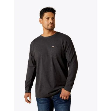 Ariat Men's Rebar Cotton Strong Standard Pocket LS Tee Shirt - Multiple Colours - Image 3
