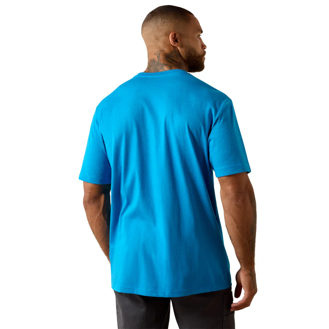 Ariat Men's Rebar Cotton Strong Standard Pocket Short Sleeve Tee Shirt - Methyl Blue Heather - Image 2