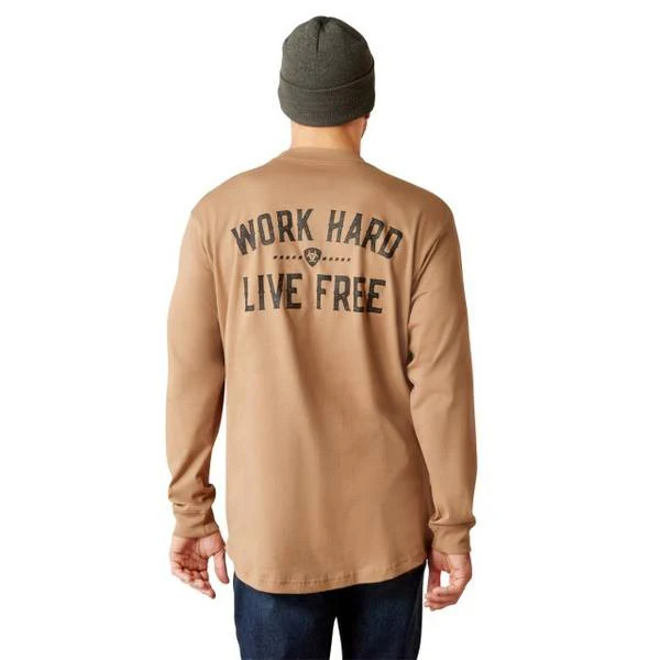 Ariat Men's Rebar Cotton Strong WHLF Long Sleeve Shirt - Rebar Khaki