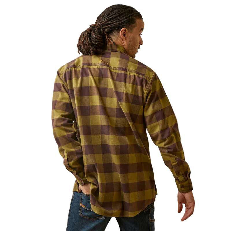 Ariat Men's Rebar Flannel DuraStretch Work Shirt - Avocado - Image 2