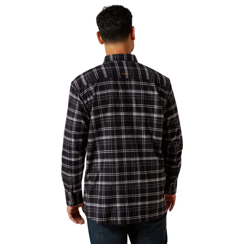 Ariat Mens Rebar Flannel Durastretch Work Shirt - Black - Image 2