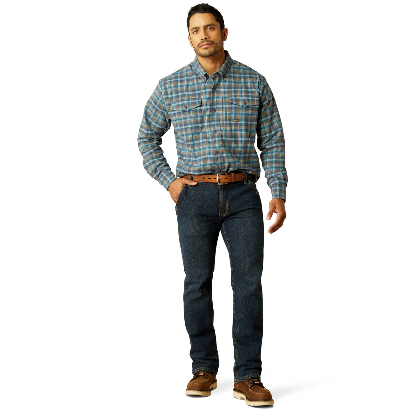 Ariat Men's Rebar Flannel DuraStretch Work Shirt - Stargazer - Image 3
