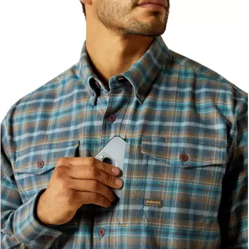 Ariat Men's Rebar Flannel DuraStretch Work Shirt - Stargazer - Image 5