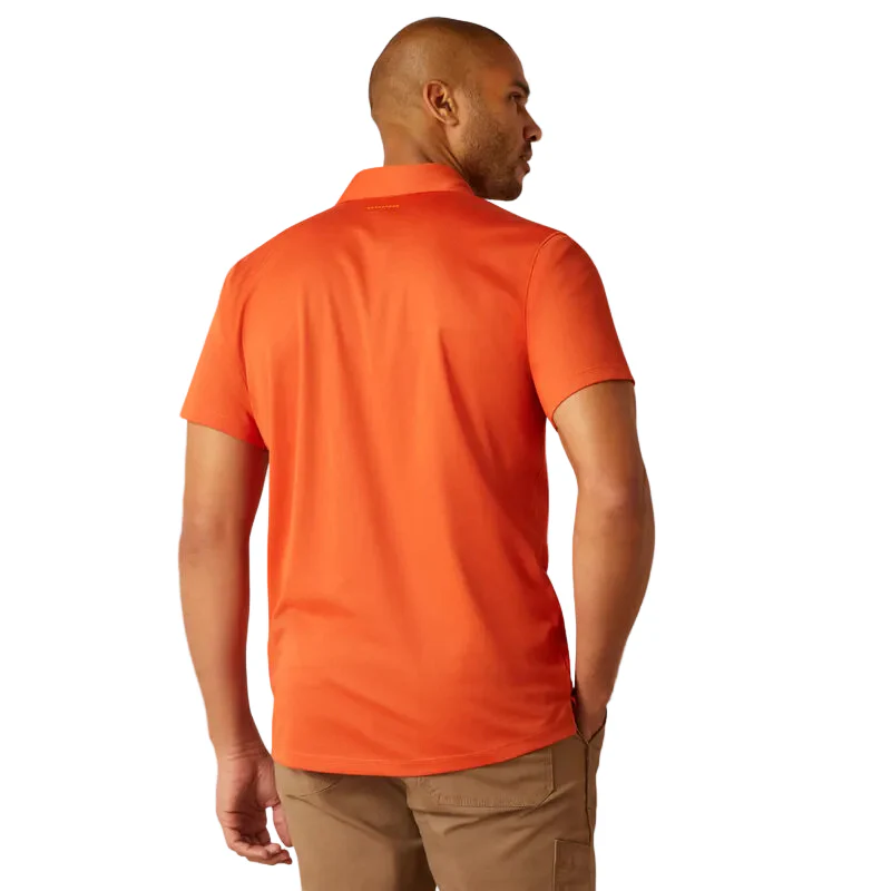 Ariat Men's Rebar Foreman Polo Shirt - Orange Rust - Image 2
