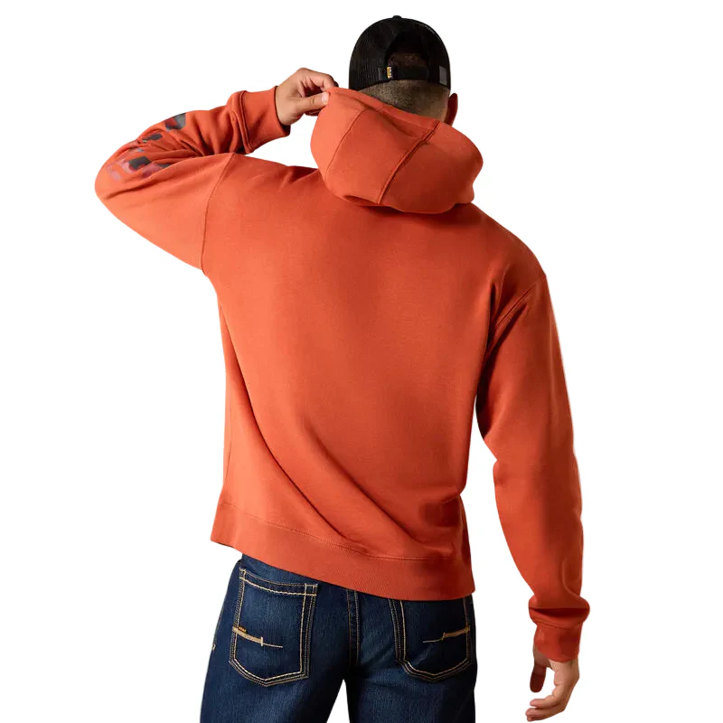 Ariat Men's Rebar Lightweight Logo Hoodie - Burnt Brick/Brandy - Image 2