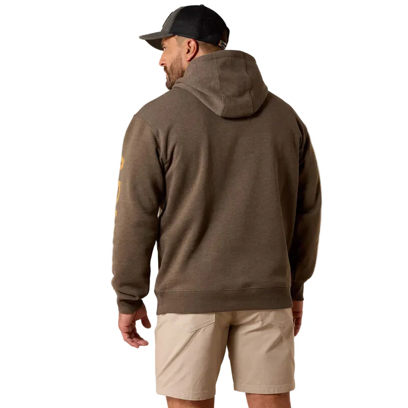 Ariat Men's Rebar Lightweight Logo Hoodie - Major Brown Heather/Wood Thrust - Image 2