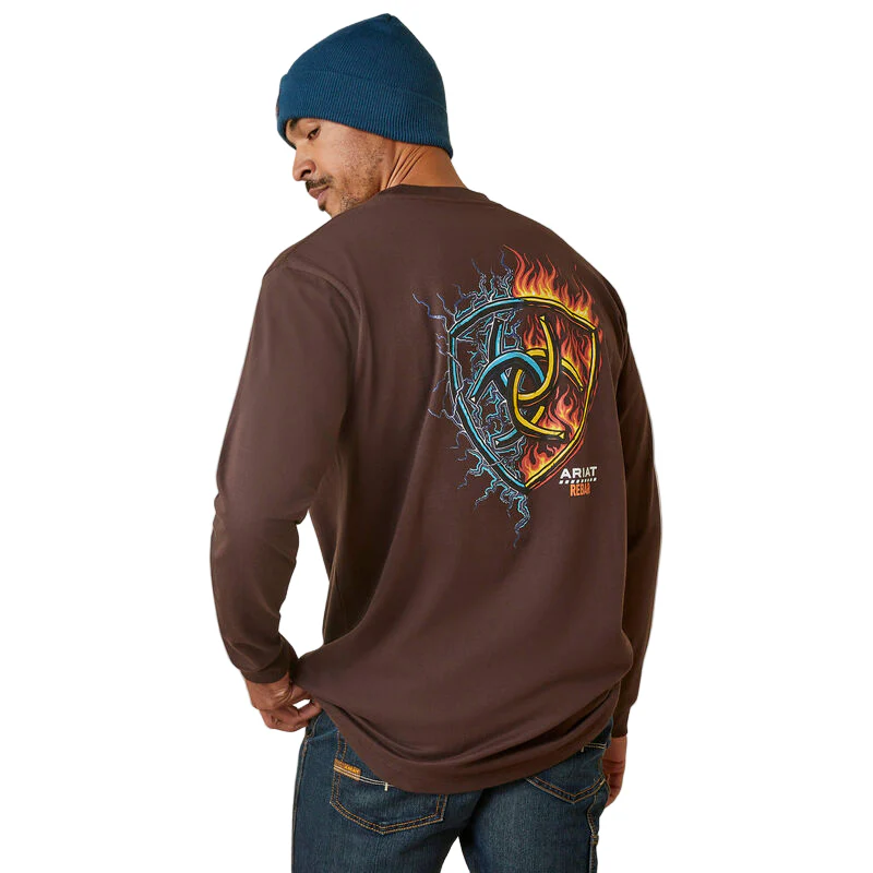Ariat Men's Rebar LS Cotton Strong Shock Fire - Coffee Bean