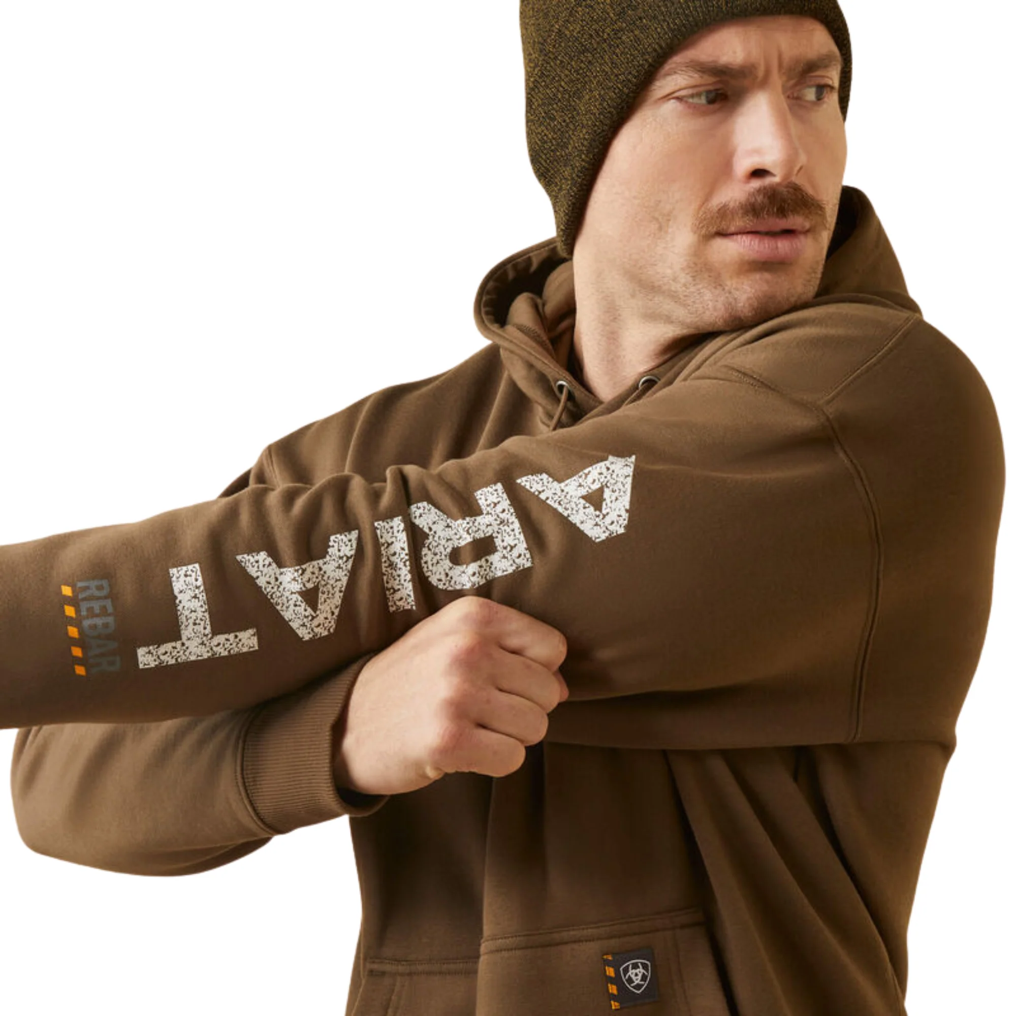 Ariat Men's Rebar Roughneck Pullover Hoodie - Beech - Image 3