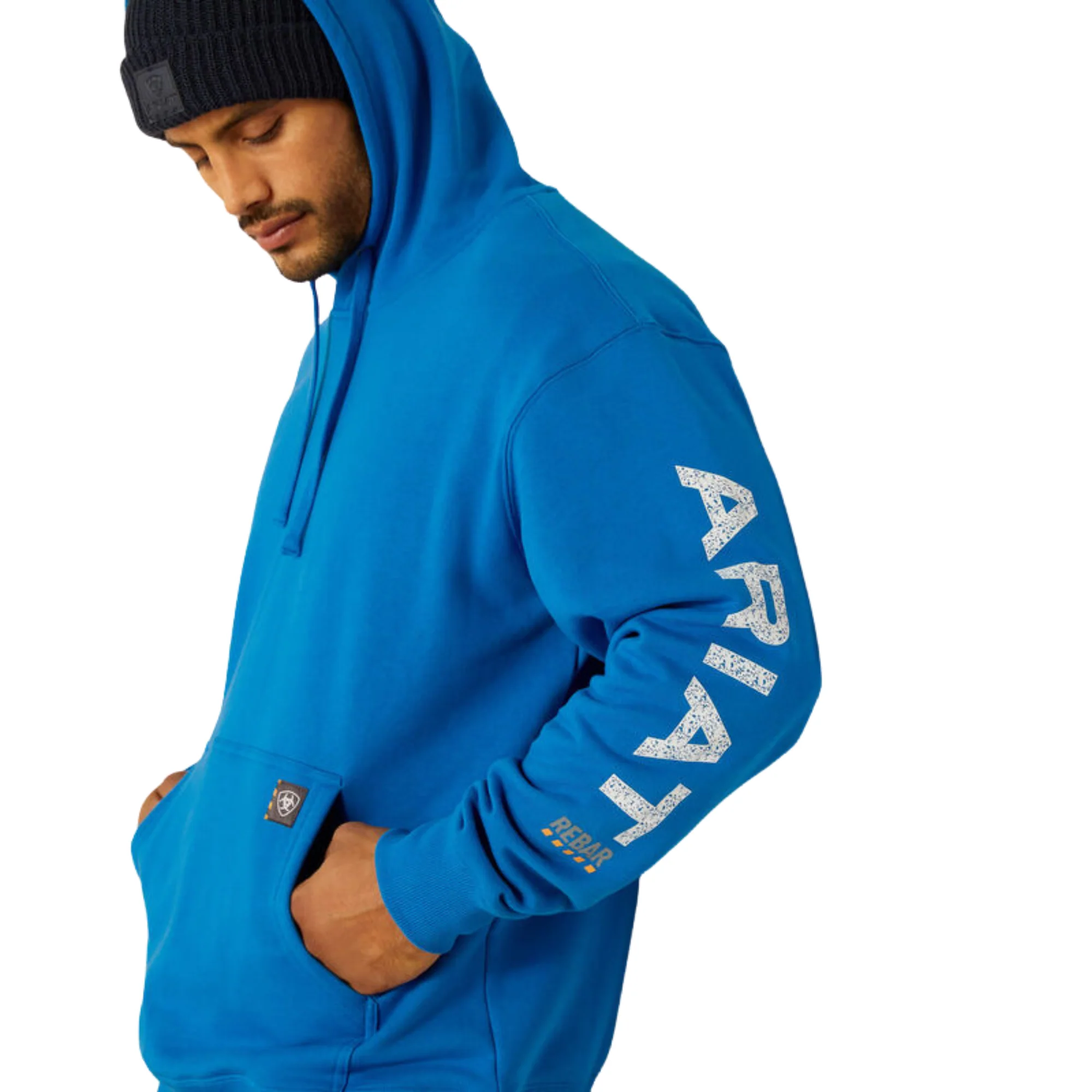 Ariat Men's Rebar Roughneck Pullover Hoodie - Imperial Blue - Image 3