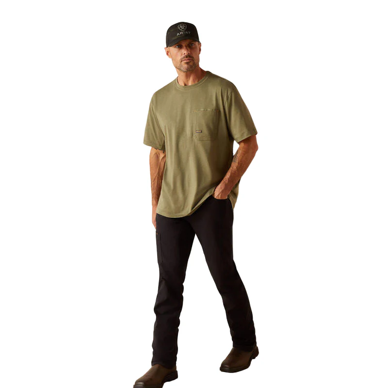 Ariat Men's Rebar Workman American Scream T-Shirt - Sage Heather - Image 3
