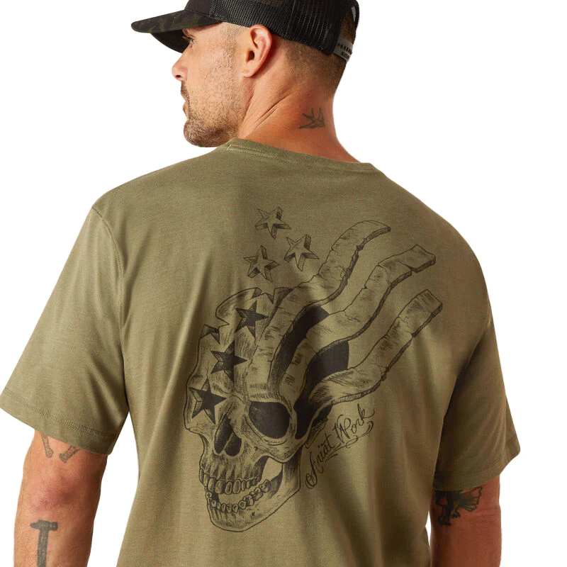 Ariat Men's Rebar Workman American Scream T-Shirt - Sage Heather - Image 4