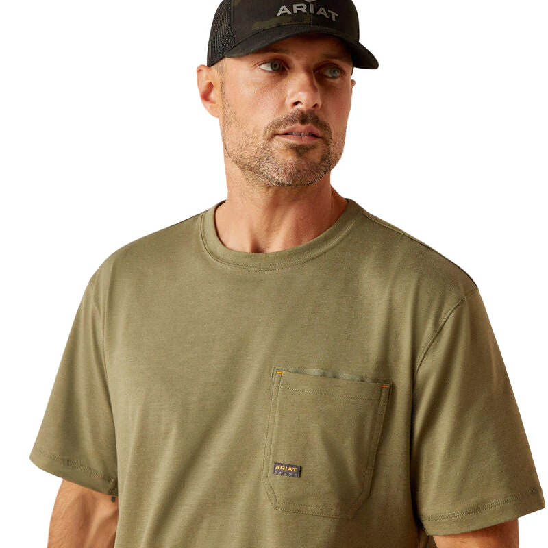 Ariat Men's Rebar Workman American Scream T-Shirt - Sage Heather - Image 5