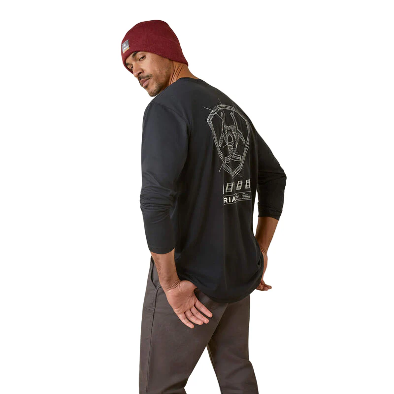 Ariat Men's Rebar Workman Blueprint Long Sleeve Shirt - Black - Image 2