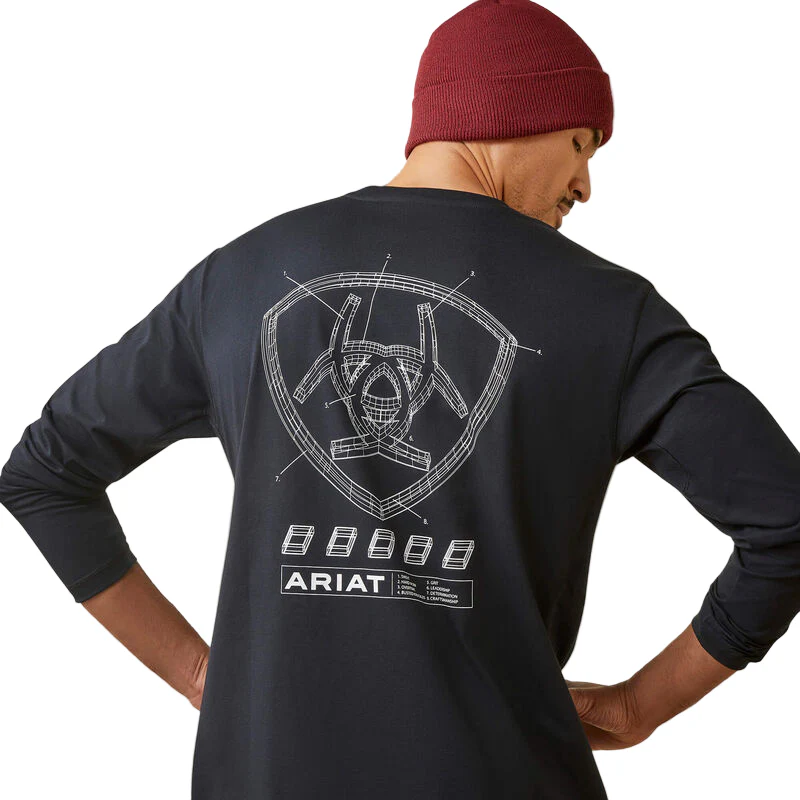 Ariat Men's Rebar Workman Blueprint Long Sleeve Shirt - Black - Image 4