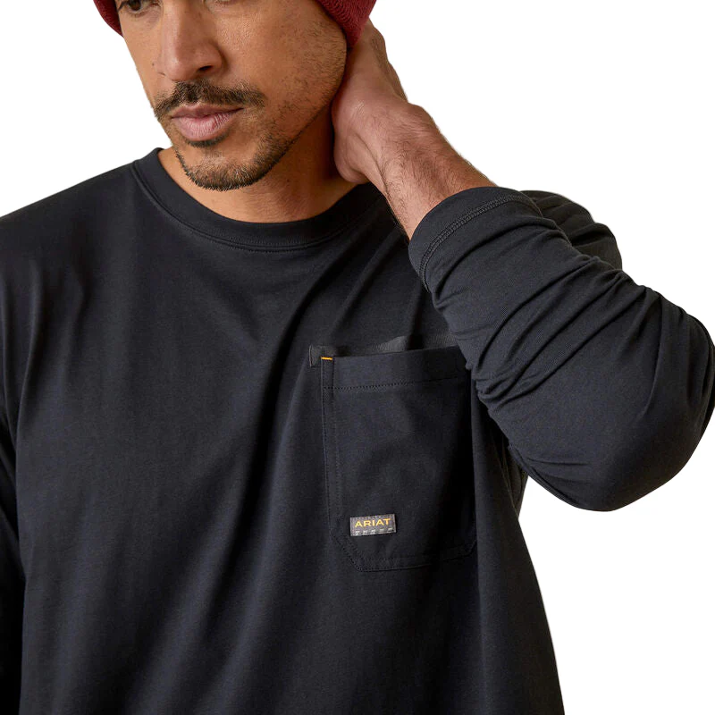 Ariat Men's Rebar Workman Blueprint Long Sleeve Shirt - Black - Image 5