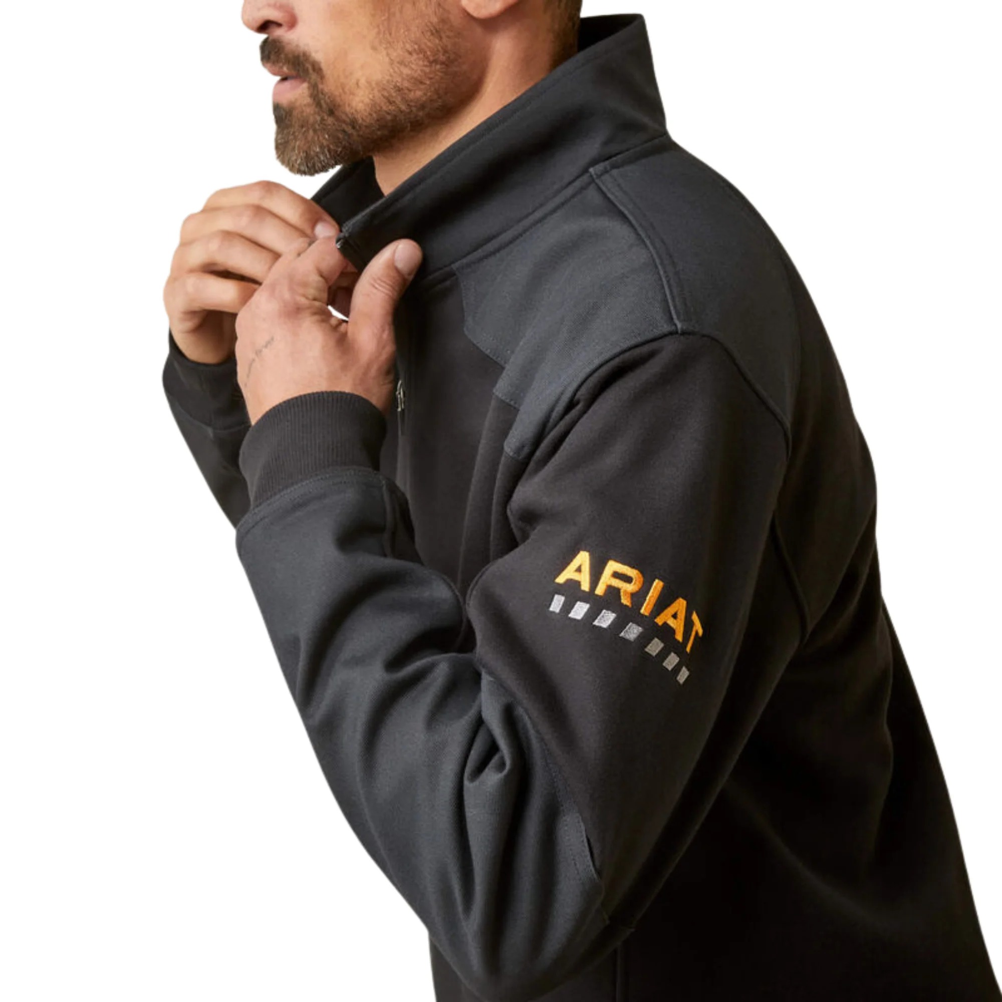 Ariat Men's Rebar Workman Duracanvas 1/4 Zip Sweatshirt - Black - Image 5