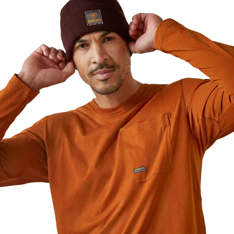 Ariat Men's Rebar Workman Patches Shirt - Carmel Cafe - Image 4
