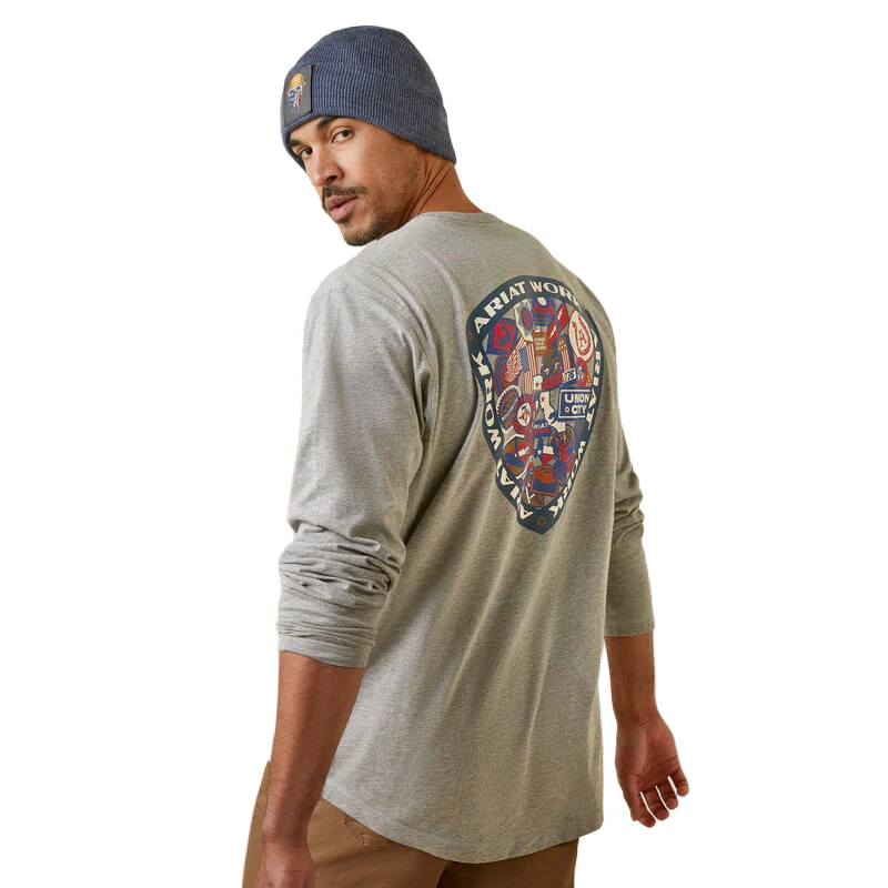 Ariat Men's Rebar Workman Patches Shirt - Heather Grey - Image 2