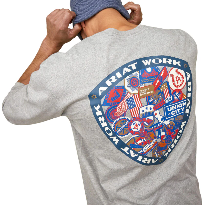 Ariat Men's Rebar Workman Patches Shirt - Heather Grey - Image 3