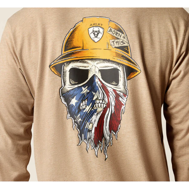 Ariat Men's Rebar Workman Born For This T-Shirt - Oatmeal Heather - Image 2
