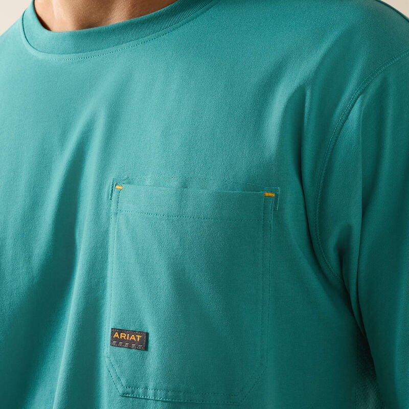 Ariat Men's Rebar Workman Short Sleeve Tee Shirt - Teal - Image 3