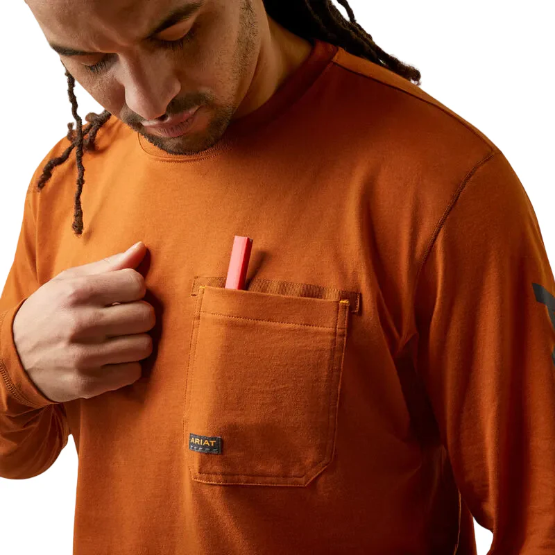 Ariat Men's Rebat Workman Logo Shirt - Carmel Cafe/Seaborne - Image 3