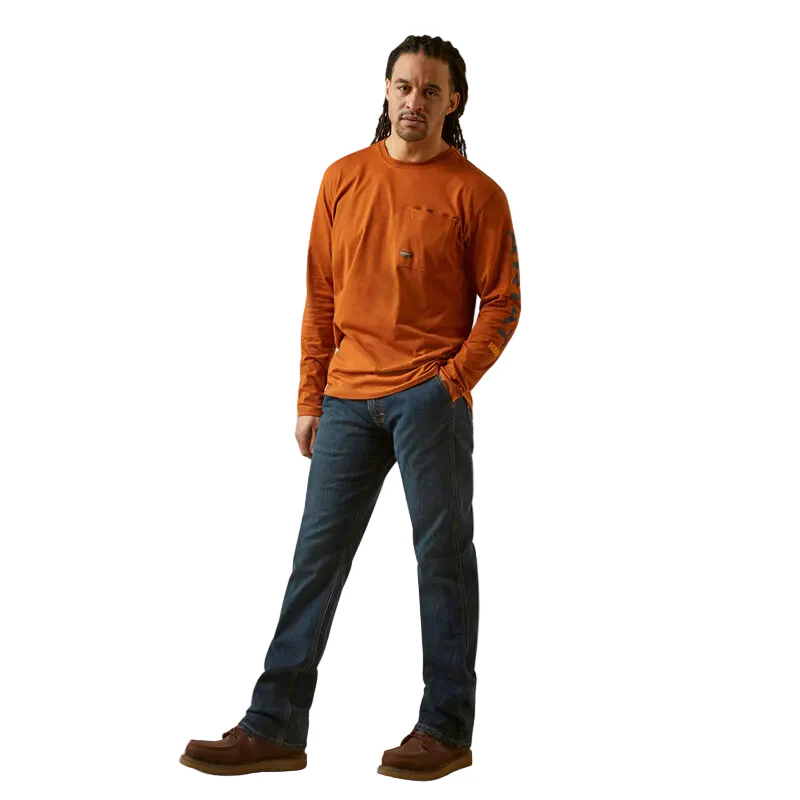 Ariat Men's Rebat Workman Logo Shirt - Carmel Cafe/Seaborne - Image 5