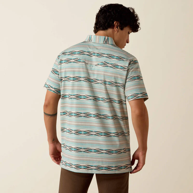 Ariat Men's Retro Western Snap Polo Shirt - Moonbeam - Image 2