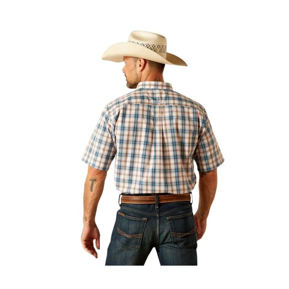 Ariat Men's Pro Series Rowdy Classic Fit Short Sleeve Shirt - Blue Plaid - Image 3