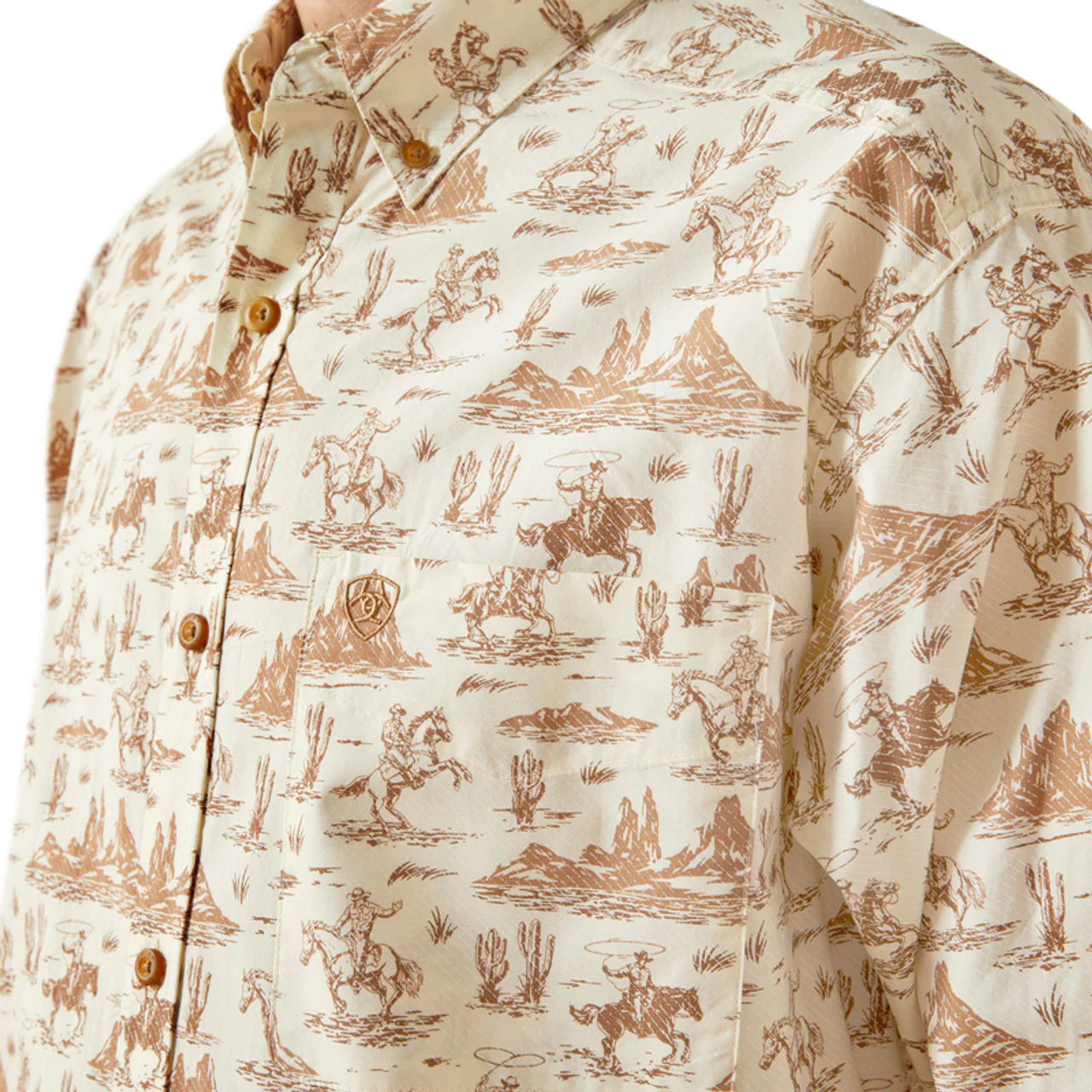 Ariat Men's Saint Classic Long Sleeve Fit Shirt - Cream - Image 3