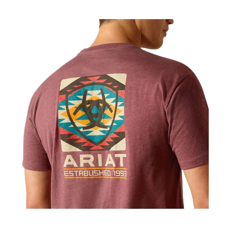 Ariat  Men's Serape Fill T-Shirt - Burgundy Heather - Image 2