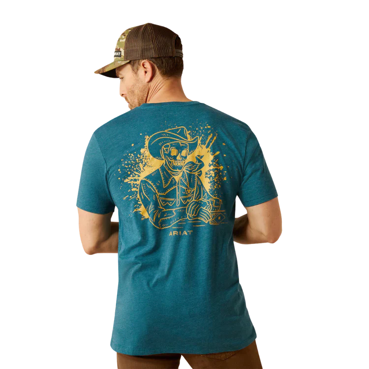 Ariat Men's Short Sleeve Played Out Tee Shirt - Deep Sea Heather - Image 3