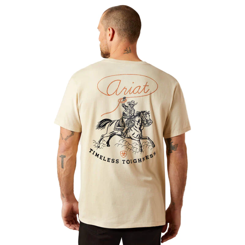 Ariat Men's Short Sleeve Roper's Delight Tee Shirt - Natural - Image 3