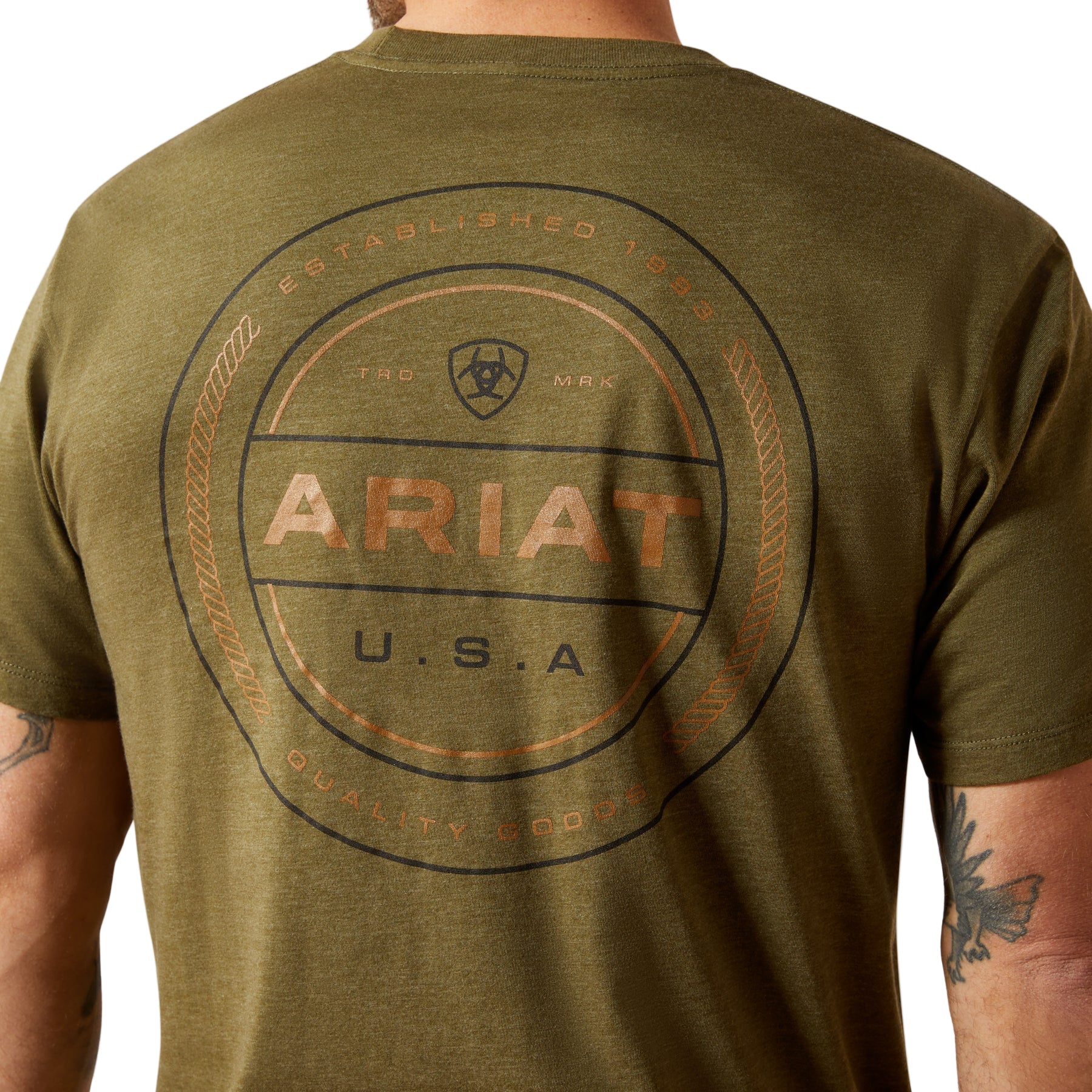 Ariat Men's Short Sleeve Ropers Seal Tee Shirt - Military Heather - Image 4