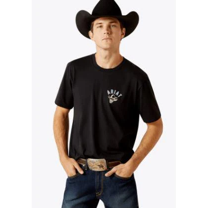 Ariat Men's Short Sleeve Stitched Skull Tee Shirt- Black