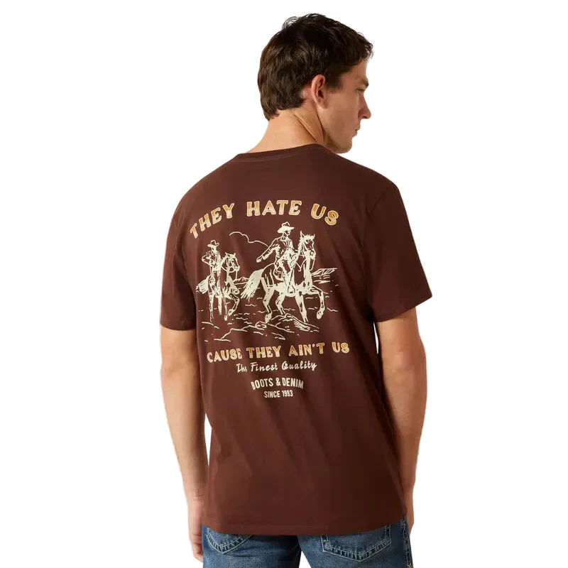 Ariat Men's Short Sleeve They Ain't Us Tee Shirt - Deep Mahogany - Image 2