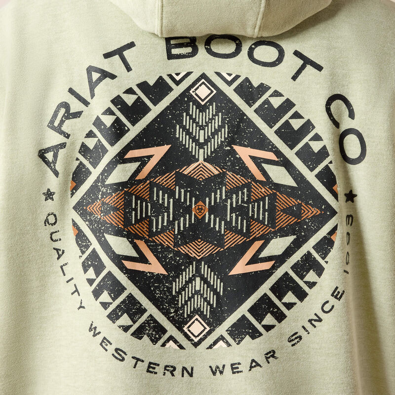 Ariat Men's Southwest Sunset Fade Seal Long Sleeve Hoodie - Sage Heather - Image 3