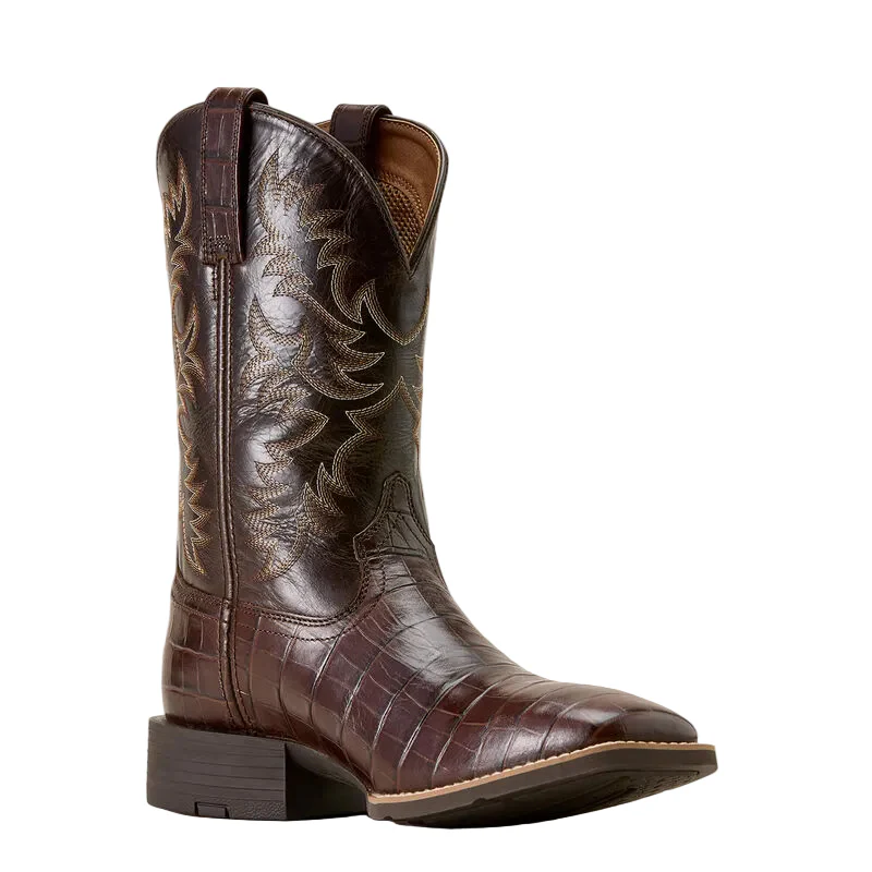Ariat Men's Sport Latigo Wide Square Toe Cowboy Boot - Chocolate Print/Bitter Chocolate - Image 4