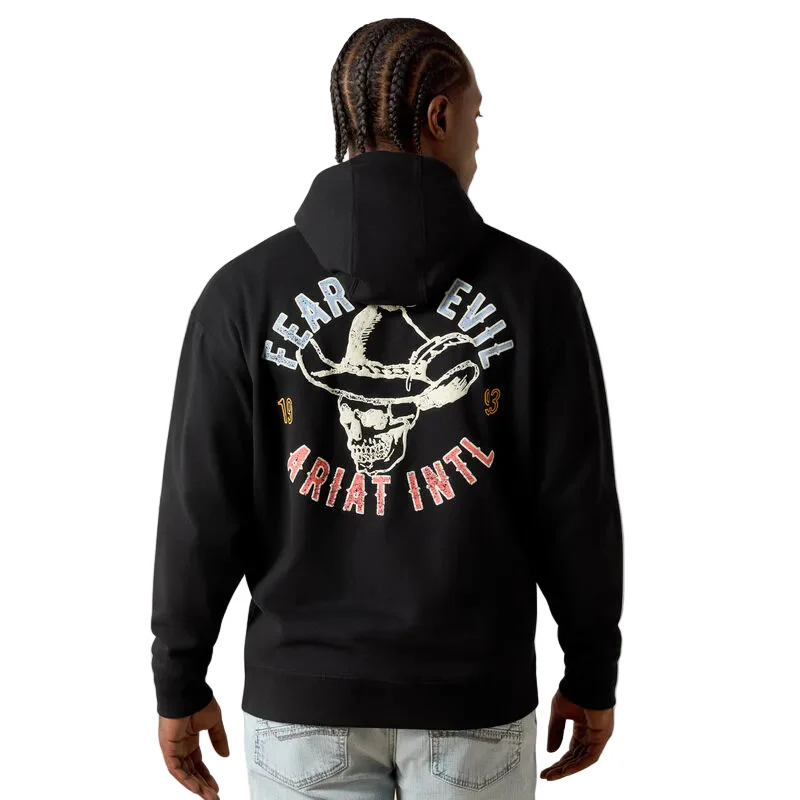 Ariat Men's Stitched Skull Long Sleeve Hoodie - Black - Image 2