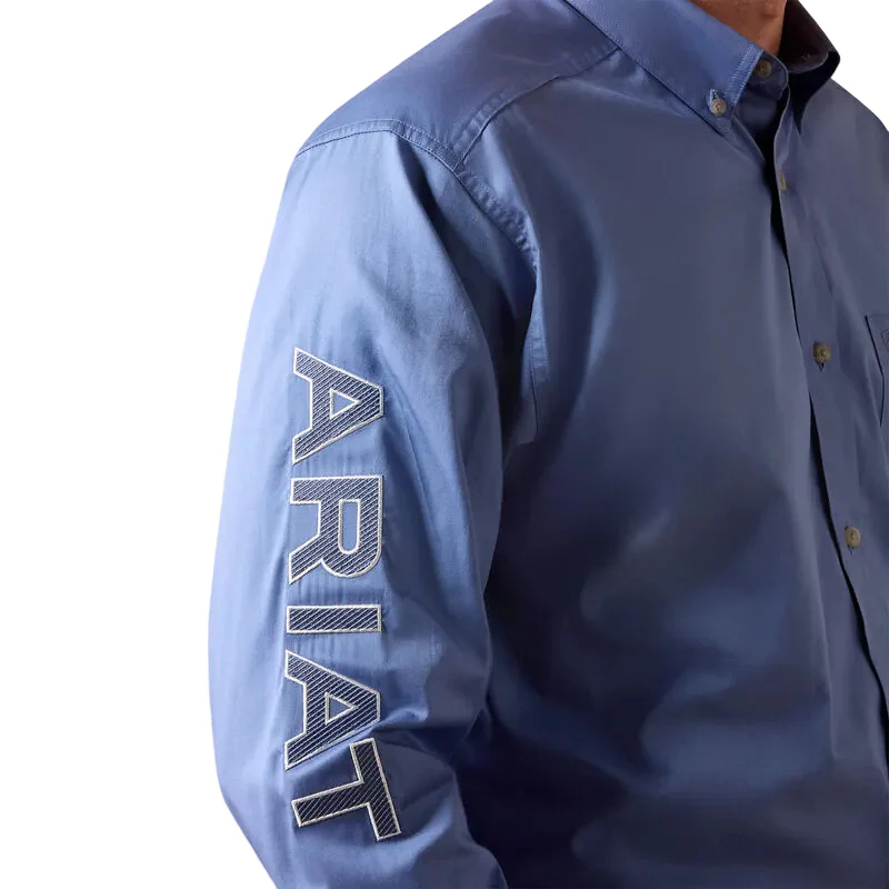 Ariat Men's Team Logo Lightweight Twill Classic Fit Long Sleeve Shirt - Colonial Blue/White - Image 4