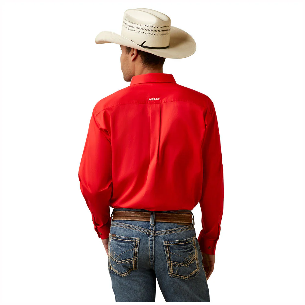 Ariat Men's Team Logo Twill Classic Button Down Long Sleeve Shirt - Poppy Red - Image 2