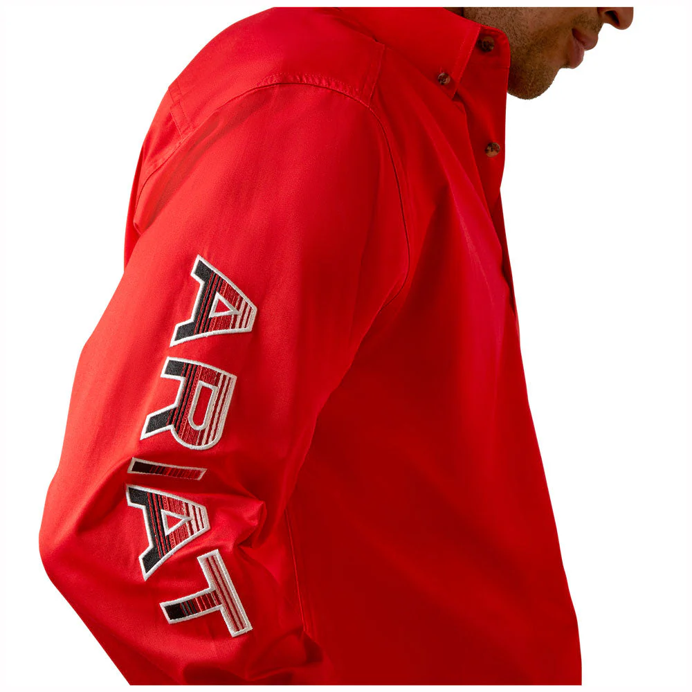 Ariat Men's Team Logo Twill Classic Button Down Long Sleeve Shirt - Poppy Red - Image 3