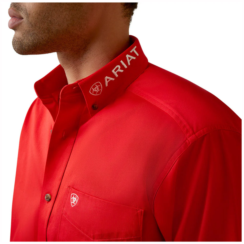 Ariat Men's Team Logo Twill Classic Button Down Long Sleeve Shirt - Poppy Red - Image 4