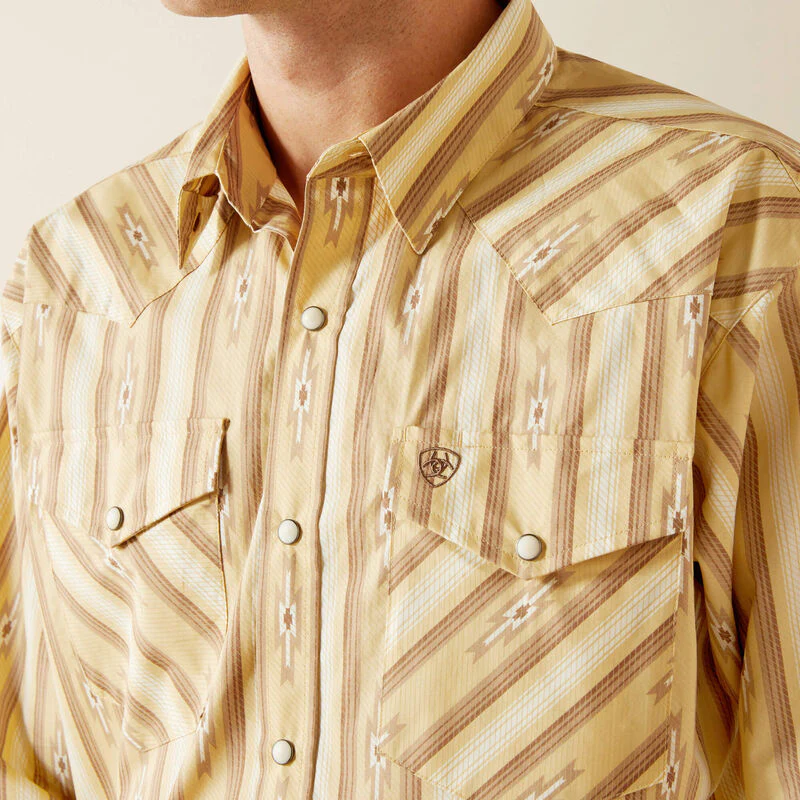 Ariat Men's Tommy Classic Fit Long Sleeve Shirt - Beige - Image 3