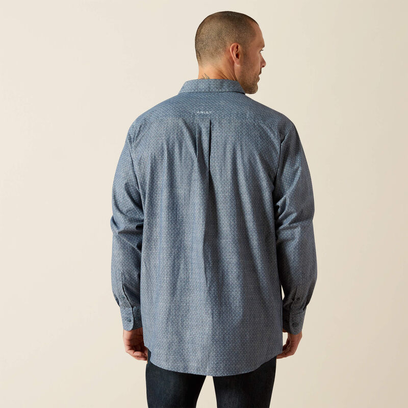 Ariat Men's Trent Classic Fit Long Sleeve Shirt - Chambray Blue - Image 2